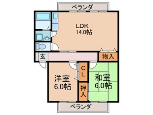 ファミ－ル中Ｂ棟の物件間取画像